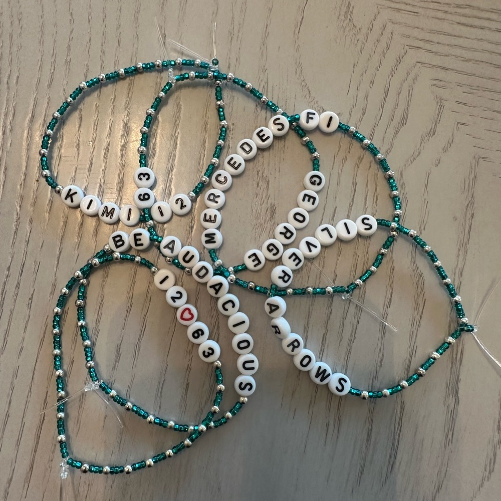 Mercedes F1 George Kimi Friendship Bracelet Stack